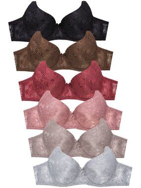 $15 SALE PACK OF 6 Sofra or Mamia Allover Lace Triple Hook Bra (BR4441L)